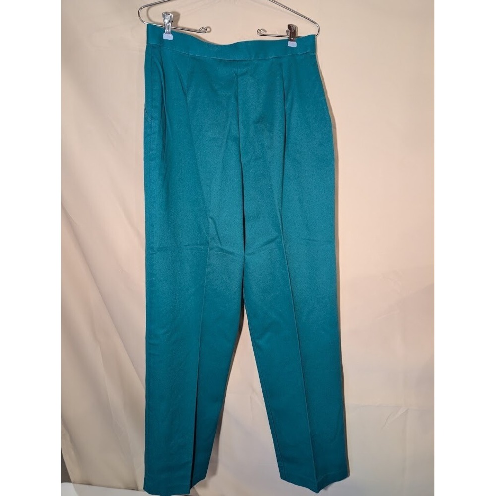 Koret City Blues Teal Pleated Pants Women's 14 Cotton Blend Stain Read - Picture 2 of 4